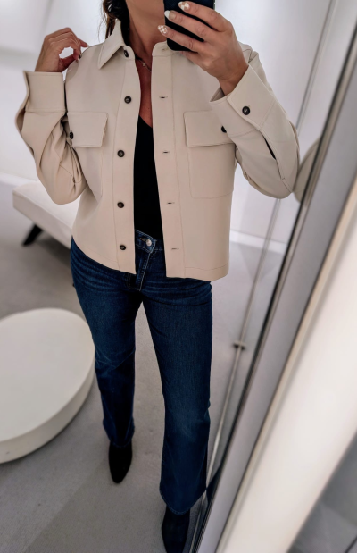 Penelope Knitted Shacket in ivory