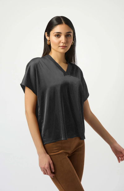 Wylla Satin Boxy Top in black