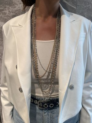 Sims Layer Necklace in silver/pearl