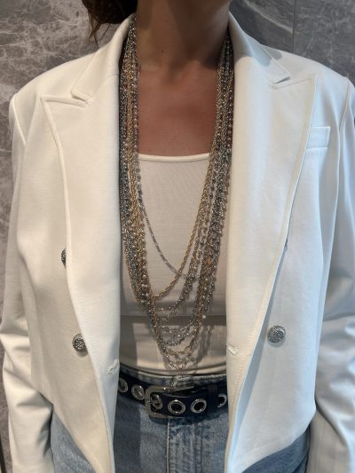 Sims Layer Necklace in silver/pearl
