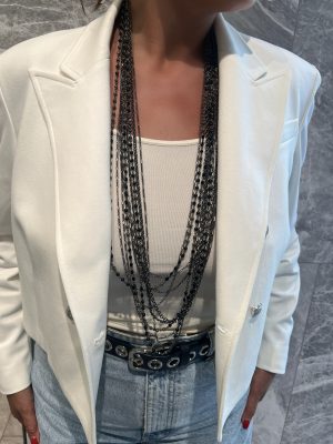 Sims Layer Necklace in Black/Silver