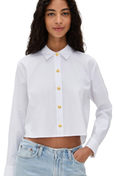 Denise Gold Button Short Top