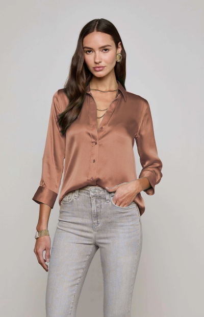 Dani Blouse in Cinnamon Swirl Brown