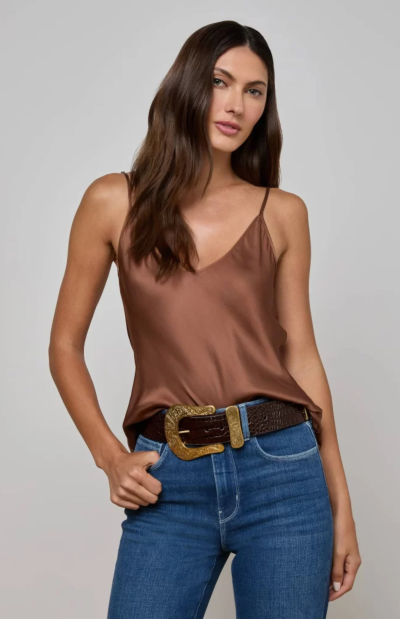 Lexi Satin Camisole in sepia brown
