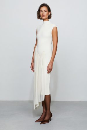 FRANCIS KNIT COMBO MIDI DRESS in ivory - coming soon - Image 3