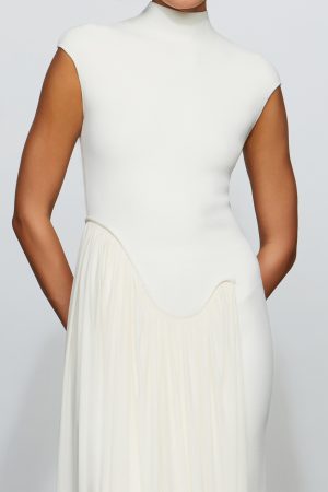 FRANCIS KNIT COMBO MIDI DRESS in ivory - coming soon - Image 2