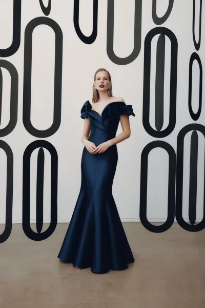 Venturi Off-the-Shoulder Gown