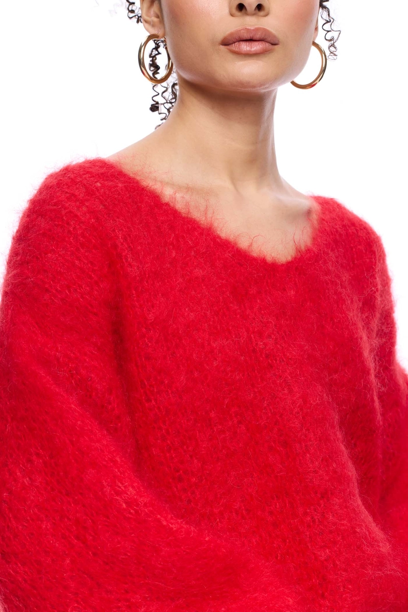 Milana Pullover in Lipstick Red - Image 5