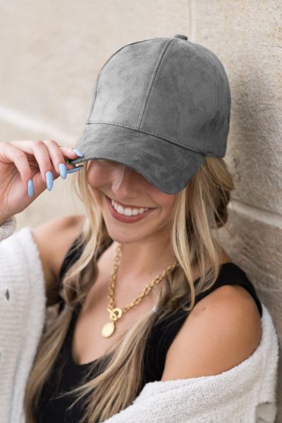 Gray Suede Boyfriend Ball Cap Hat - Image 2