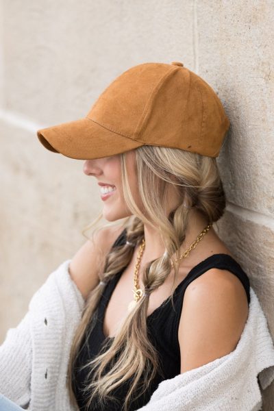 Camel Suede Boyfriend Ball Cap Hat - Image 2