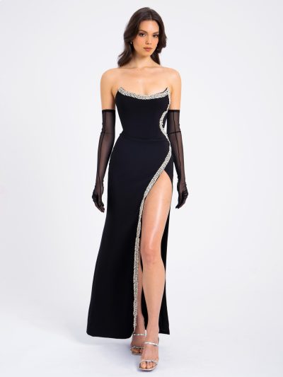 Xoana Crystal High Slit Gown - sz medium - Image 7