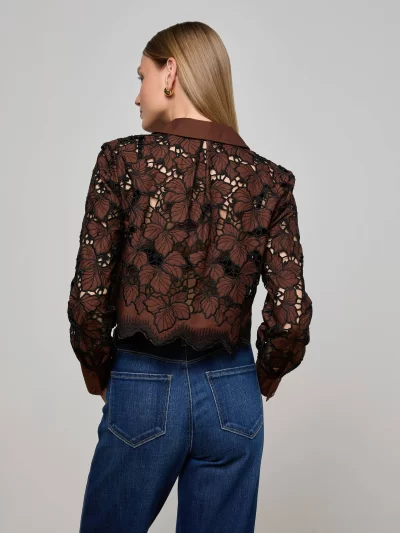 Seychelle Cropped Eyelet Blouse - sz small - Image 4