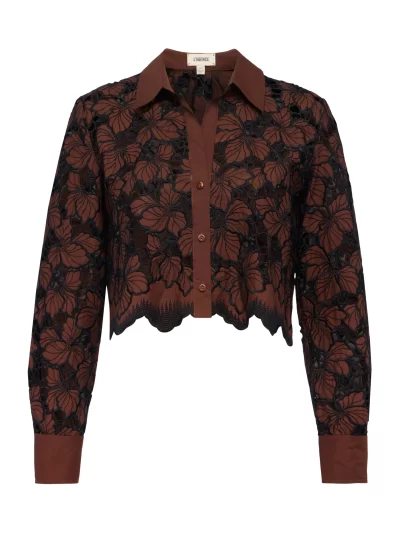 Seychelle Cropped Eyelet Blouse - sz small - Image 2