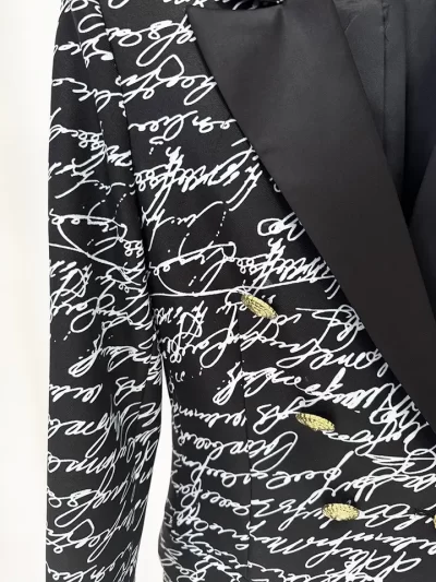 Tamela English Letter Print DB Blazer - Image 3