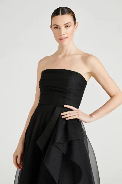 Teresa Strapless Draped Gown in black - Image 2