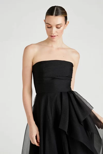 Teresa Strapless Draped Gown in black - Image 5