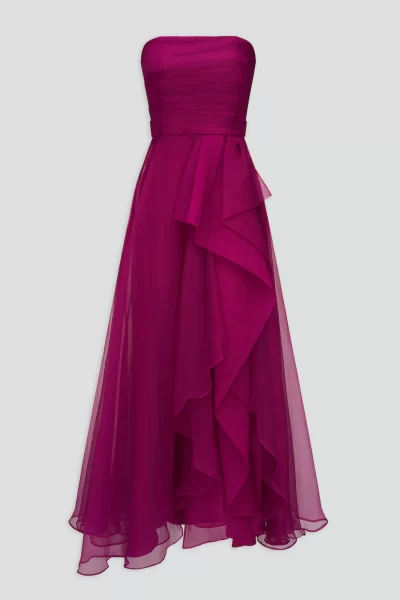 Teresa Strapless Draped Gown in Sangria - Image 2