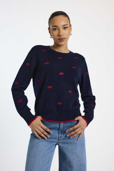 Leila Lip Crewneck in navy - Image 3
