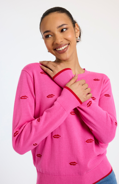 Leila Lip Crewneck in bubblegum