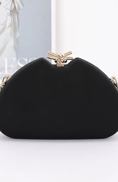 Angel Satin Clutch in Black