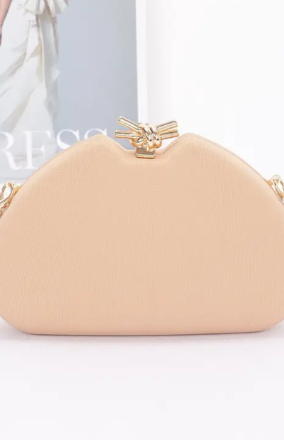 Angel Satin Clutch in nude