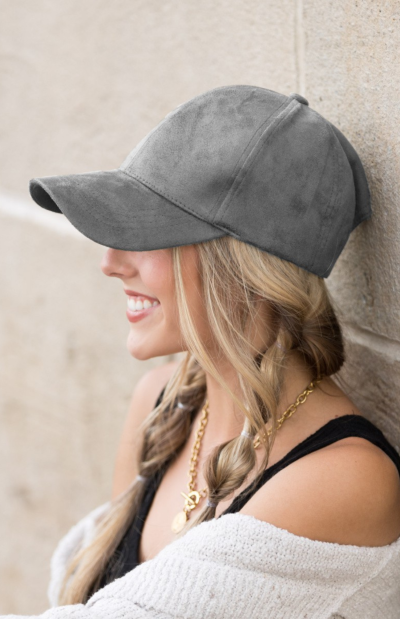 Gray Suede Boyfriend Ball Cap Hat
