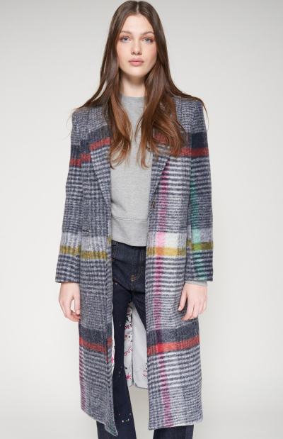 KATHERIN MULTICOLOR CHECKED LONG COAT - coming fall'25