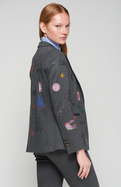 HELEN GRAFFITI JACKET IN DARK GREY - COMING FALL'25
