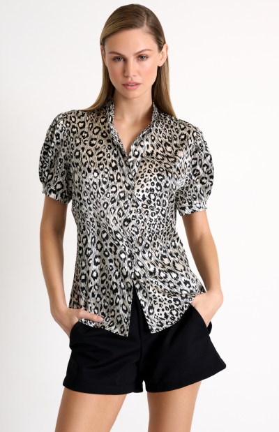 Vee Short-sleeved silk blouse