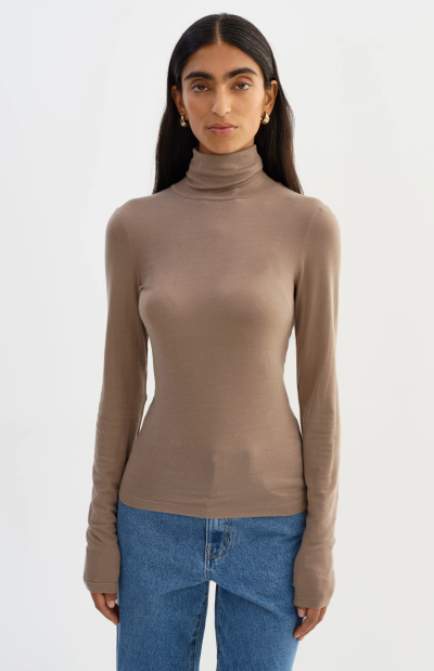 SADIE Long Sleeve Turtleneck in taupe - coming soon