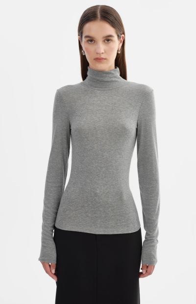 SADIE Long Sleeve Turtleneck in heather grey - coming soon