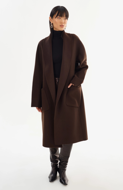 THARA Wool Coat in dark brown - coming soon