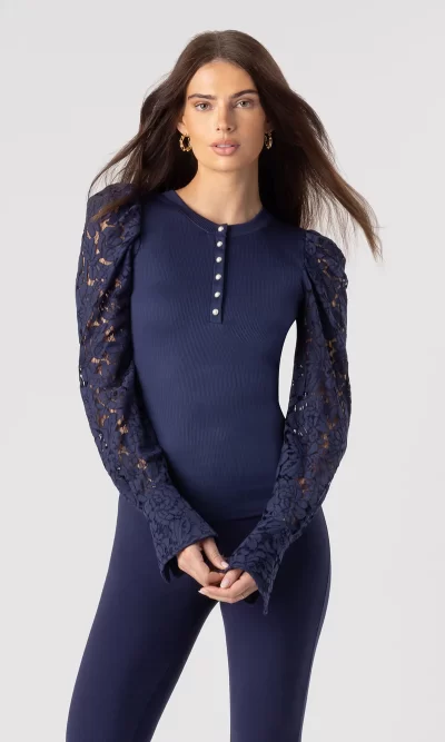 Macoy Lace Combo Top Navy - Image 5