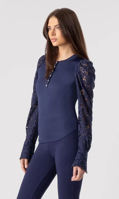 Macoy Lace Combo Top Navy - Image 2