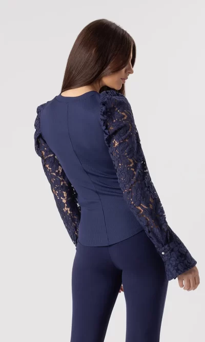 Macoy Lace Combo Top Navy - Image 4