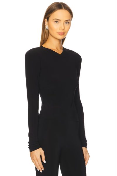 Elvie V-Neck Shoulder Pad Top - Image 2