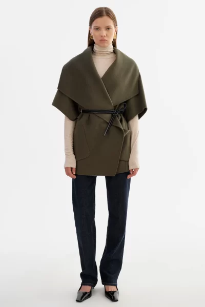PENELOPE Wool Coat in dark olive - coming soon - Image 9