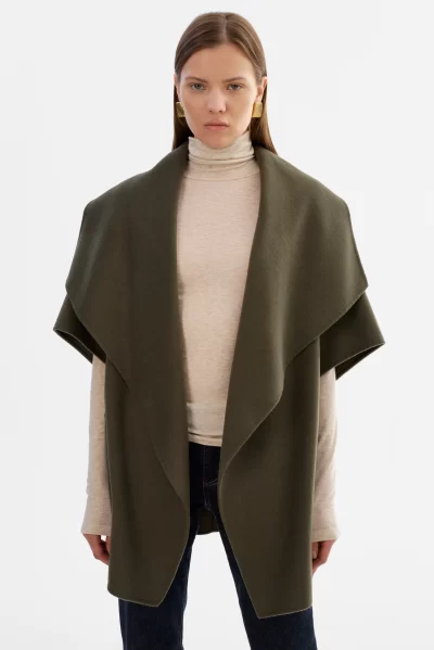 PENELOPE Wool Coat in dark olive - coming soon - Image 7