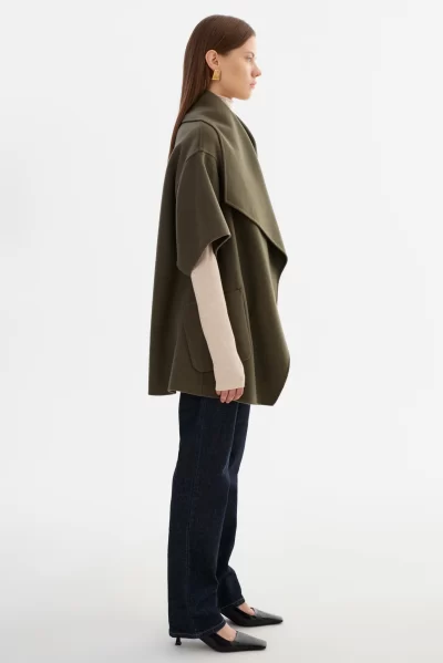 PENELOPE Wool Coat in dark olive - coming soon - Image 3