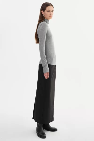 SADIE Long Sleeve Turtleneck in heather grey - coming soon - Image 3