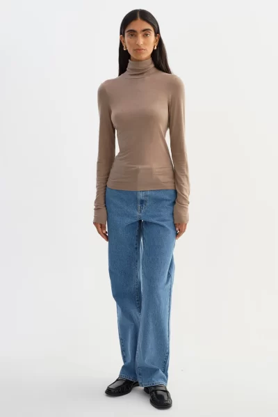 SADIE Long Sleeve Turtleneck in taupe - coming soon - Image 6