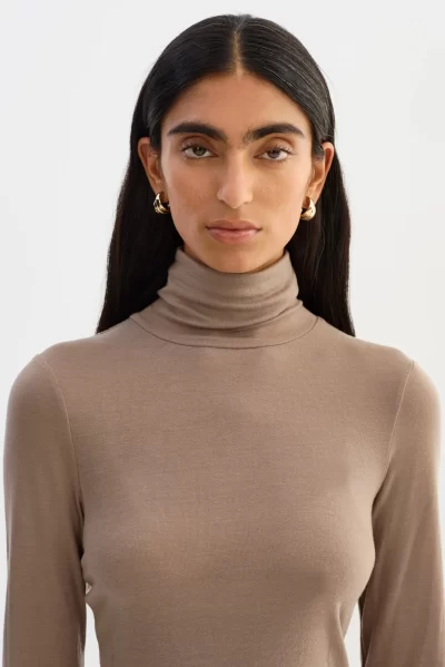 SADIE Long Sleeve Turtleneck in taupe - coming soon - Image 5