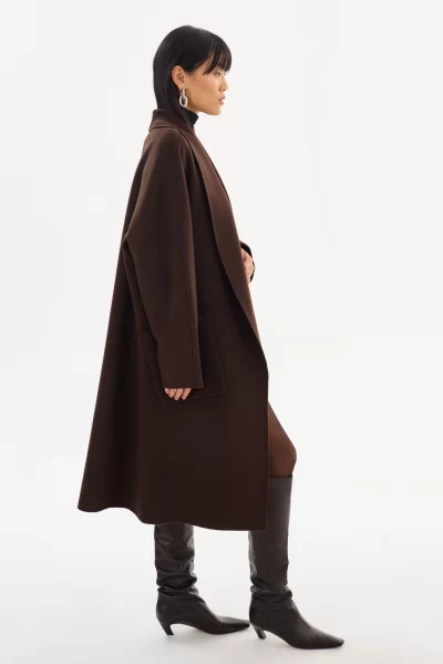 THARA Wool Coat in dark brown - coming soon - Image 5