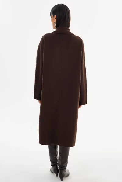 THARA Wool Coat in dark brown - coming soon - Image 3