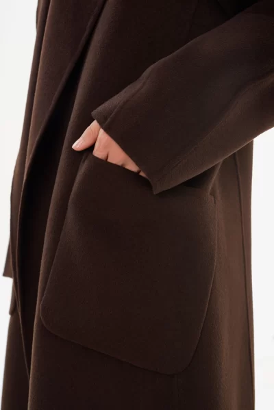THARA Wool Coat in dark brown - coming soon - Image 4