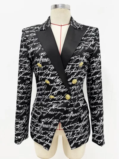 Tamela English Letter Print DB Blazer - Image 7