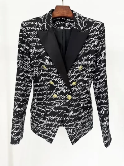 Tamela English Letter Print DB Blazer - Image 6