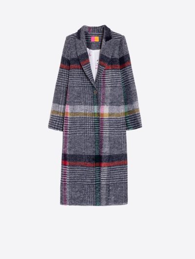 KATHERIN MULTICOLOR CHECKED LONG COAT - coming fall'25 - Image 3