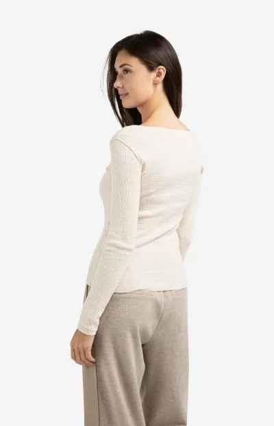 Taleen Fine knitted top in chalk - Image 5