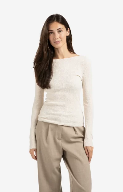 Taleen Fine knitted top in chalk - Image 7